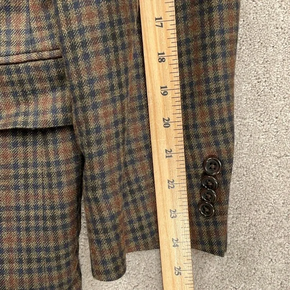 Hart Schaffner Marx Blazer Mens 40R Brown Plaid Gold Trumpeter Loro Piano Italy
